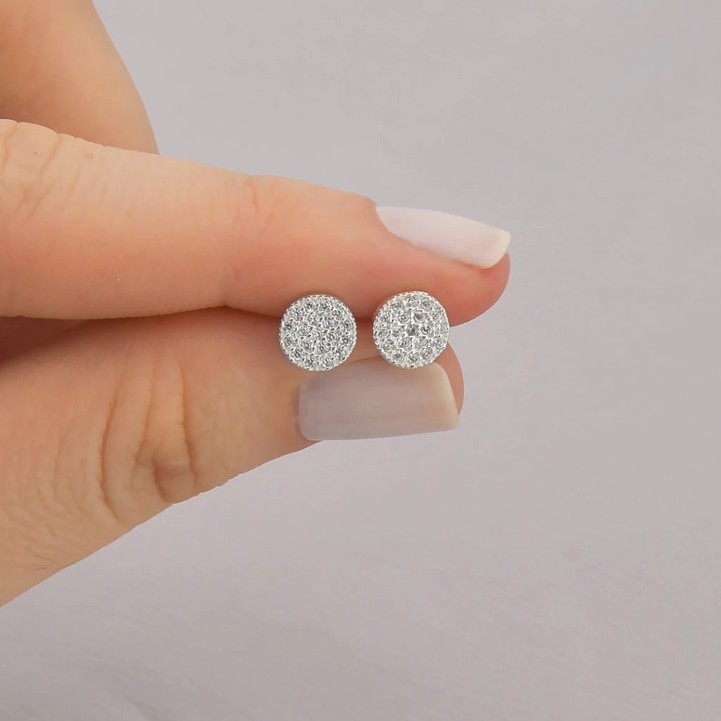 Brinco Círculo Cravejado de Prata
