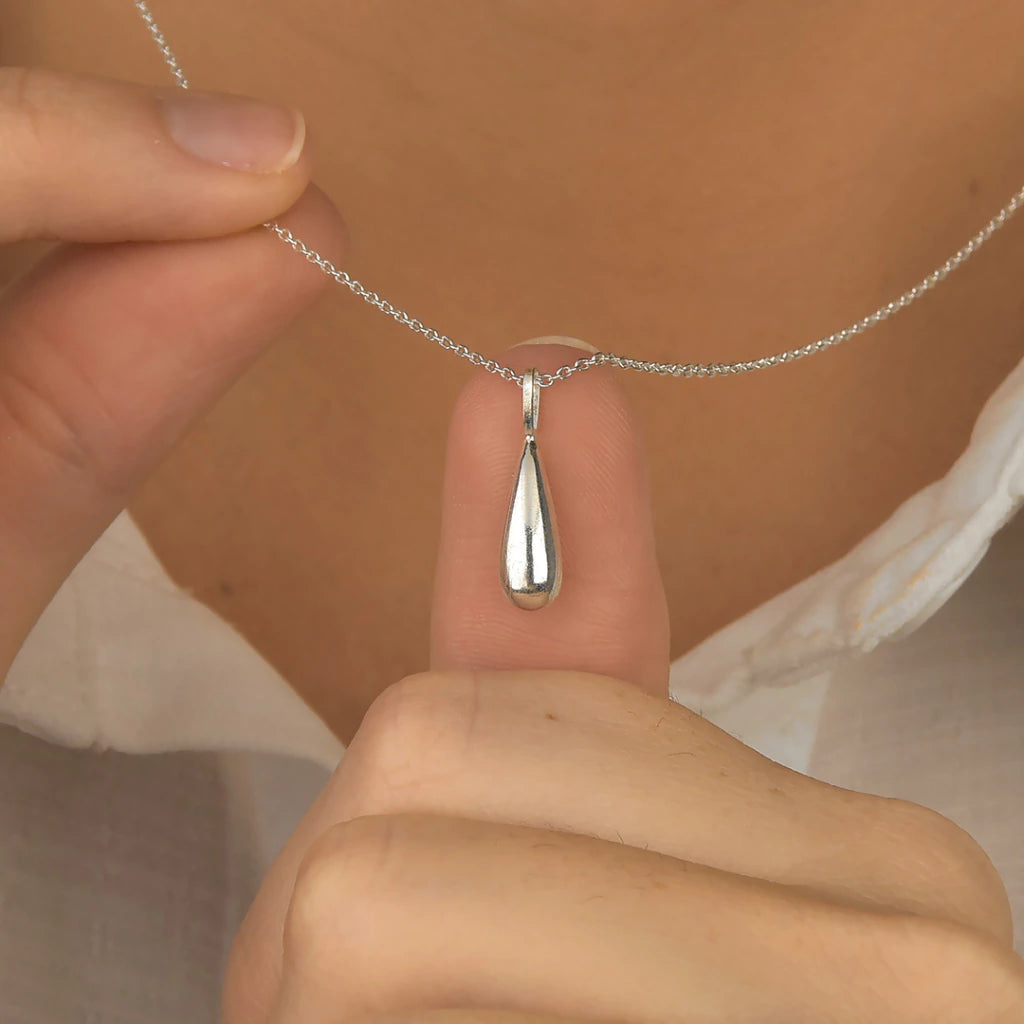 Conjunto Gota Alongado 14mm Liso de Prata