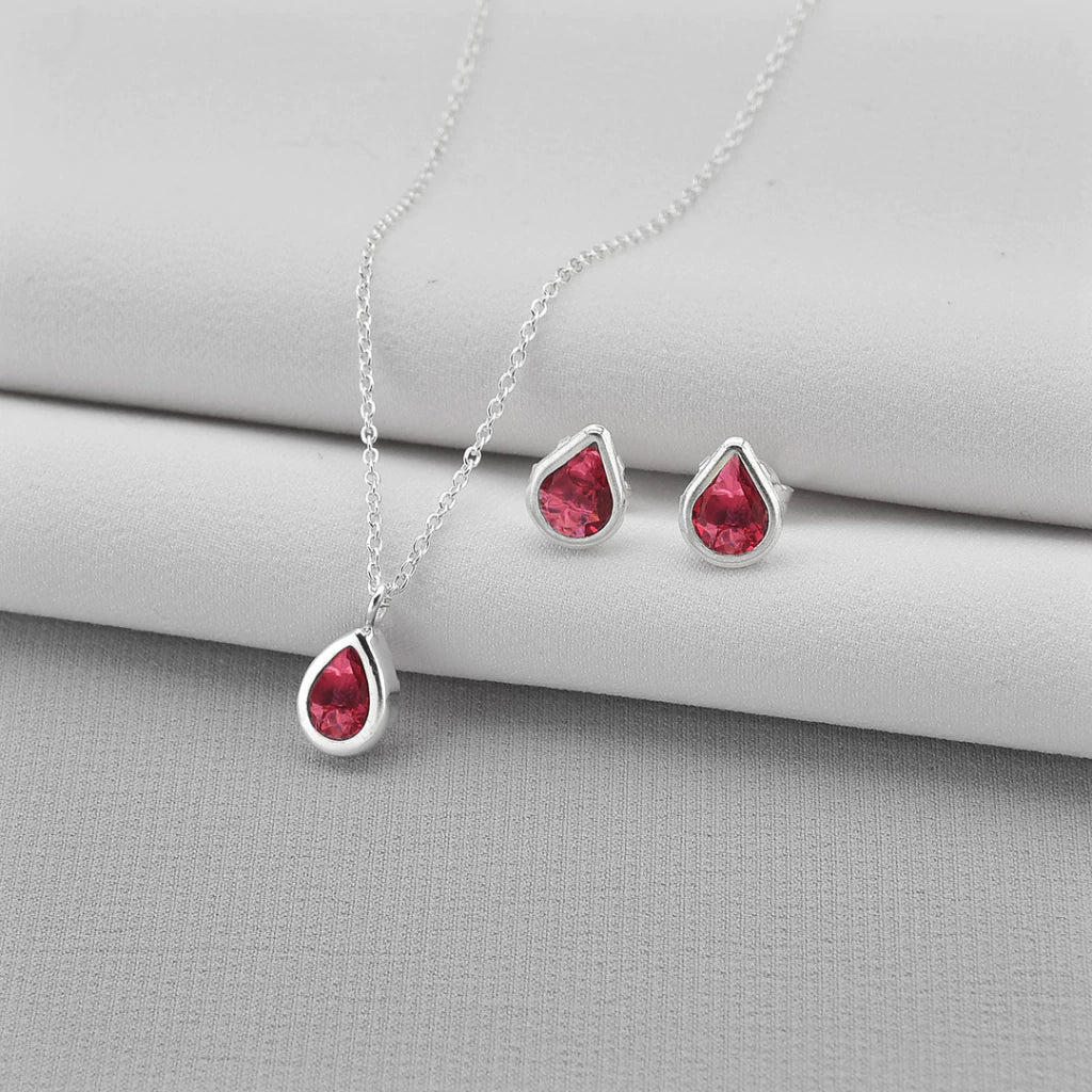 Conjunto Ponto de Luz Gota Pink de Prata