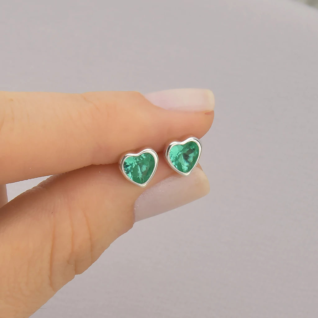 Conjunto Ponto de Luz Coração Turmalina de Prata