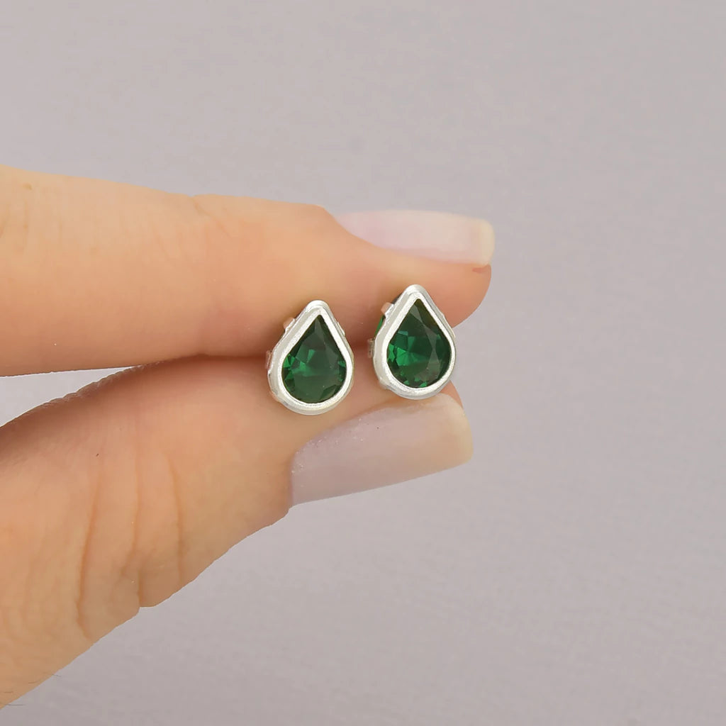 Conjunto Ponto de Luz Gota Verde de Prata