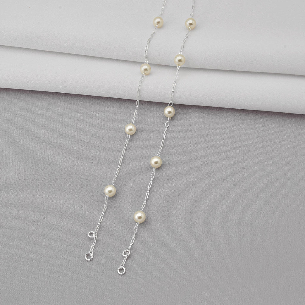 Pulseira 4 Pérolas 6mm Embutidos de Prata