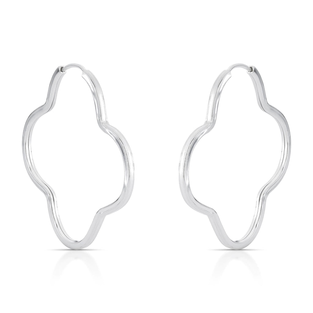 Brinco Argola Trevo Fio 1.3mm Quadrado Liso