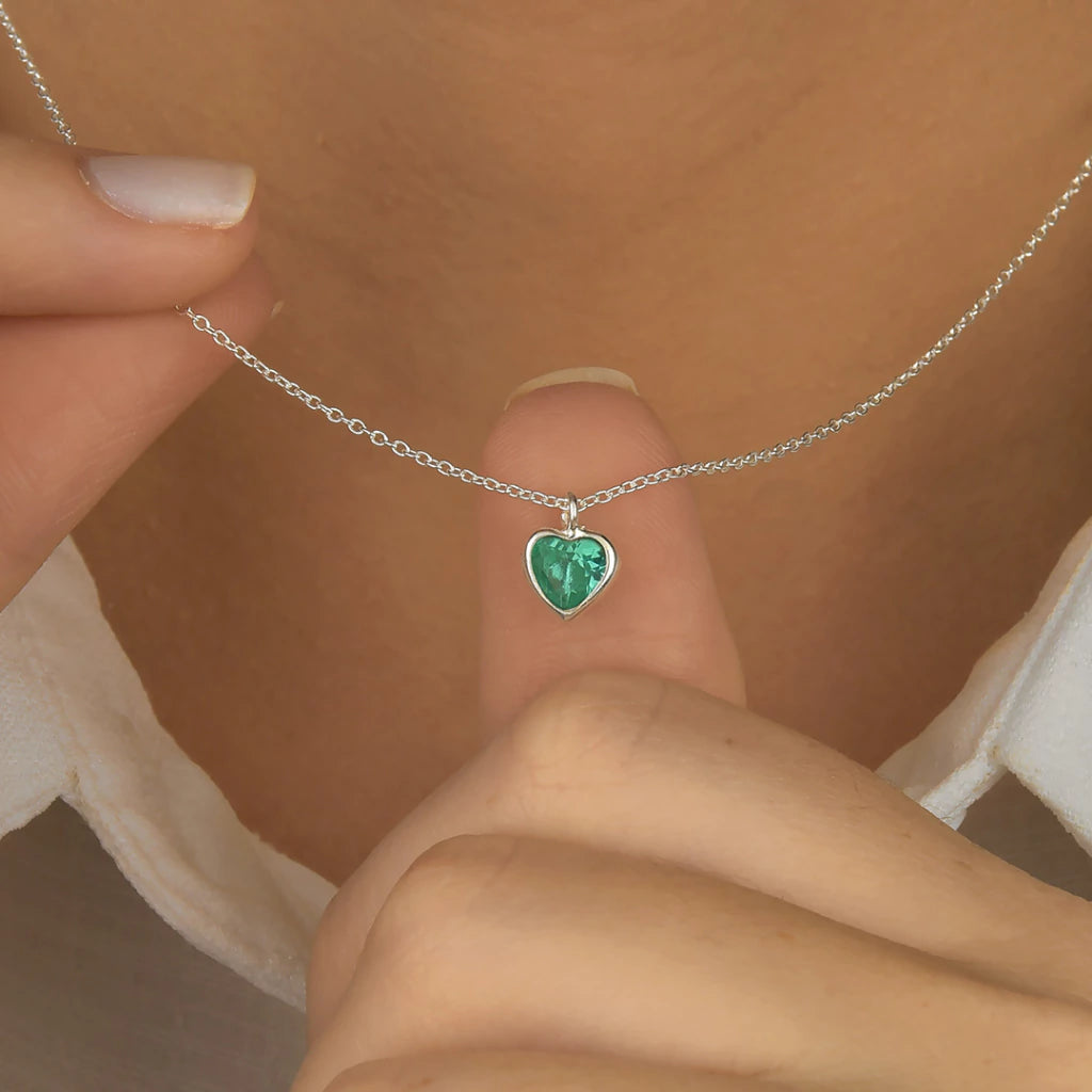 Conjunto Ponto de Luz Coração Turmalina de Prata