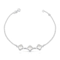 Pulseira 3 Pontos de Luz Trevo 5mm Central Cristal de Prata