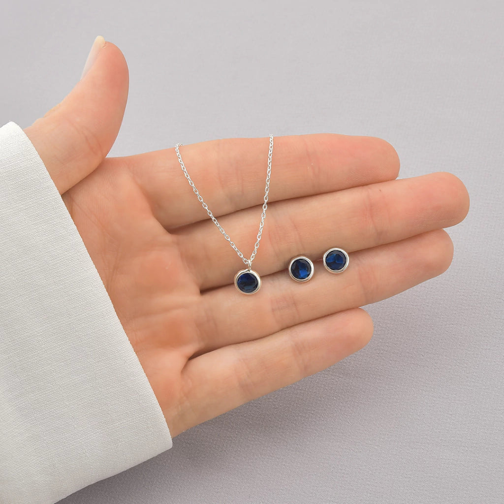 Conjunto Ponto de Luz Azul Escuro de Prata