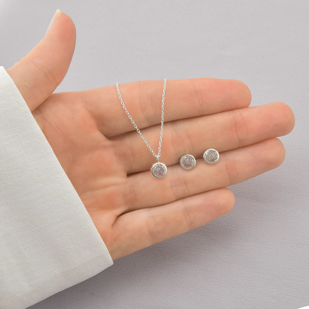 Conjunto Ponto de Luz Cristal de Prata