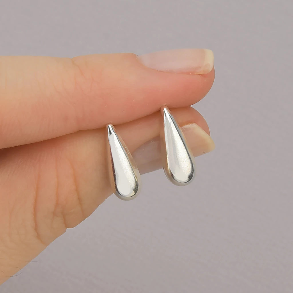 Conjunto Gota Alongado 14mm Liso de Prata