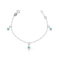 Pulseira Infantil 3 Olhos Grego Branco Pendurados de Prata