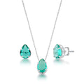 Conjunto Gota Cor Turmalina Verde de Prata