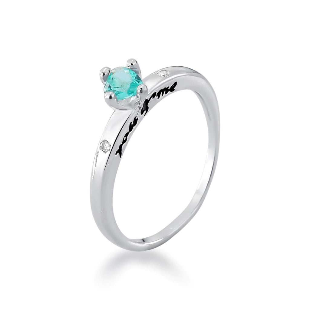 Anel You & Me Solitário Coração Turmalina de Prata