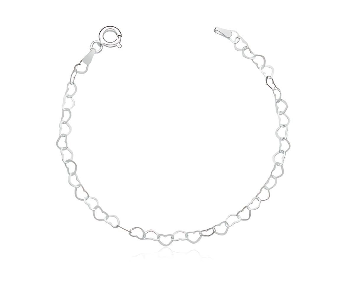 Pulseira Elo Corações Fio 040 de Prata 925