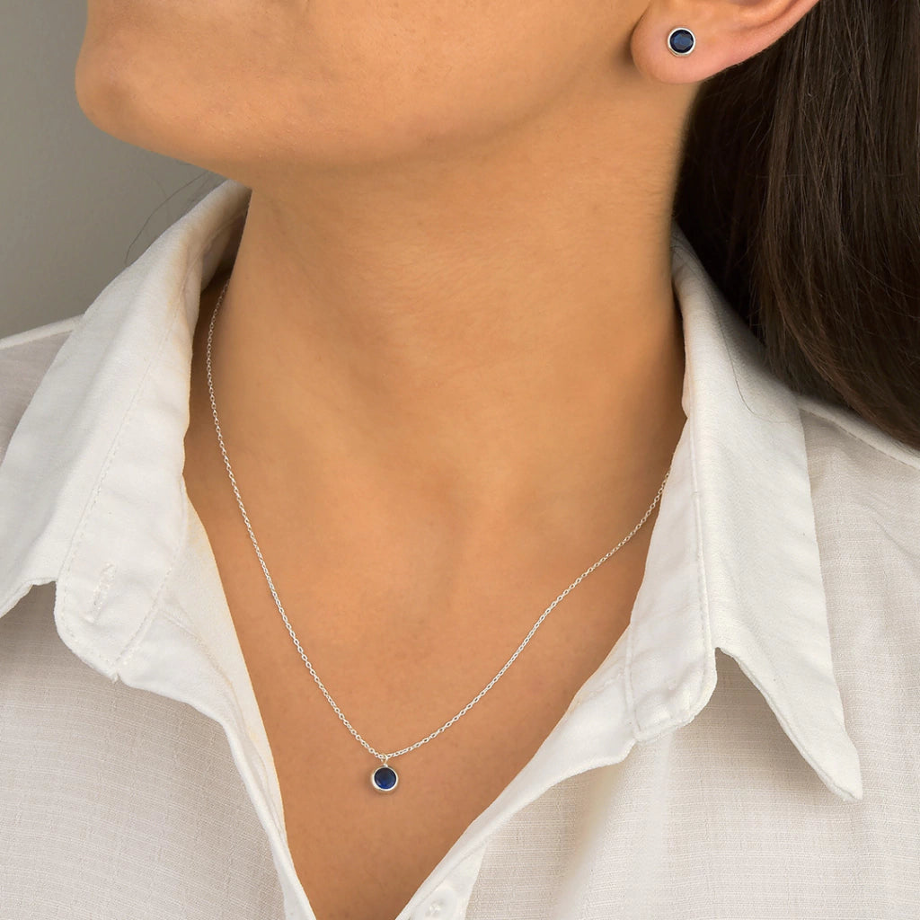 Conjunto Ponto de Luz Azul Escuro de Prata