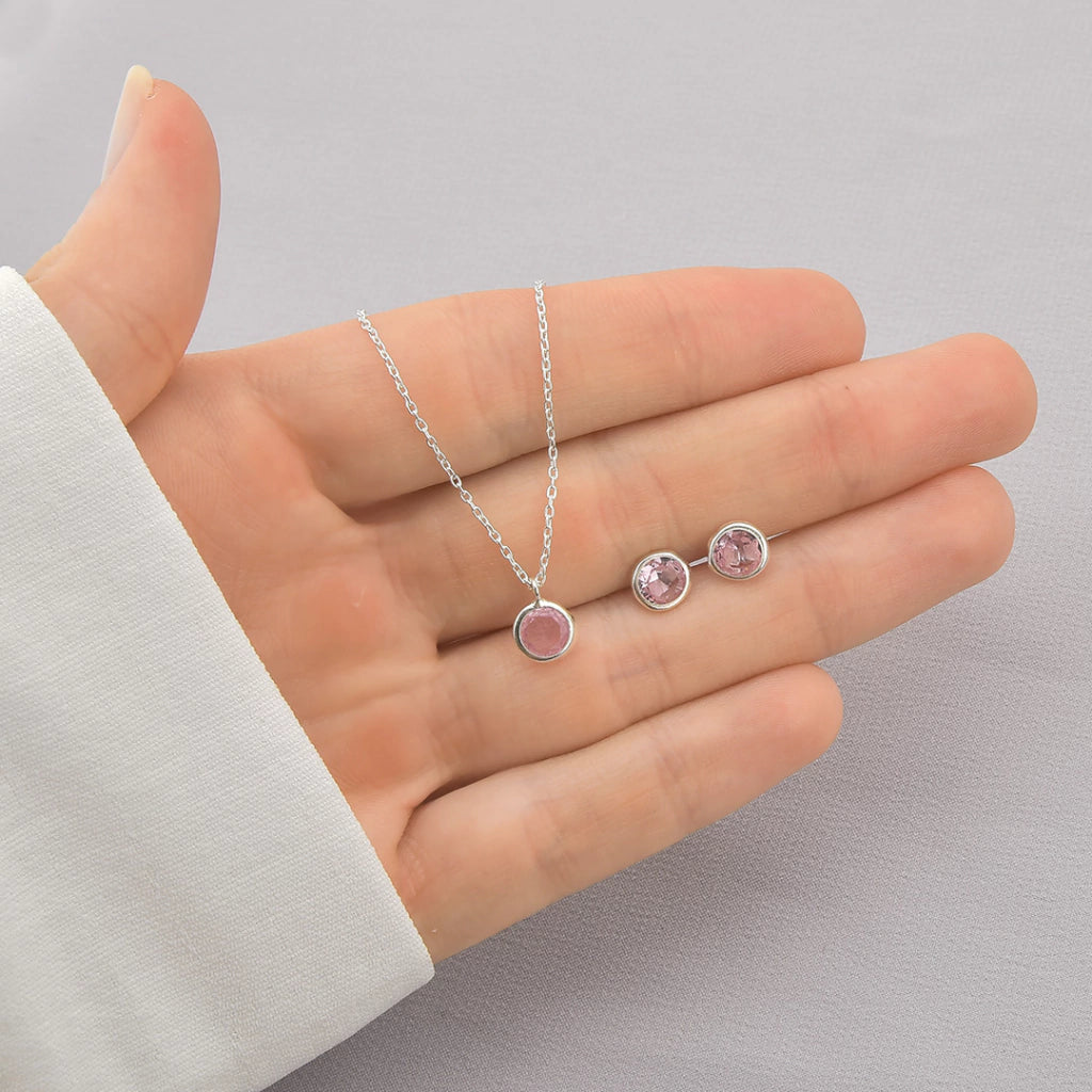 Conjunto Ponto de Luz Rosa de Prata